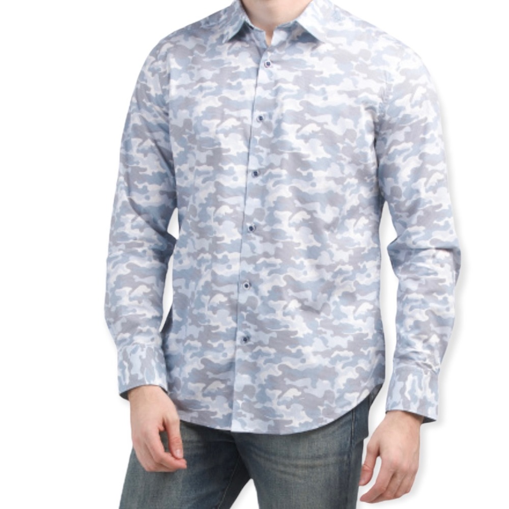 ROBERT GRAHAM Wilder Long Sleeve Camo Print Flip Cuff Woven Button Down Shirt